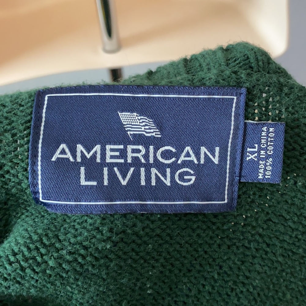 100% Cotton Skier Skiing Winter Green Sweater - Picture 4 of 4